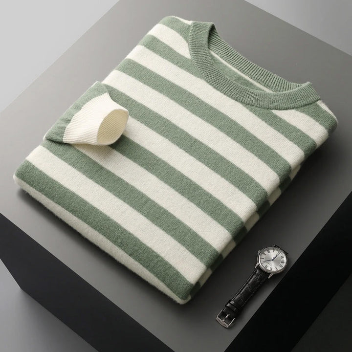 Maglione invernale da uomo | Design a righe | Girocollo