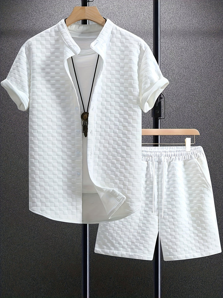 Completo Casual 2 Pezzi per Uomo | Set Elegante con Collo Revers e Tessuto Elastico