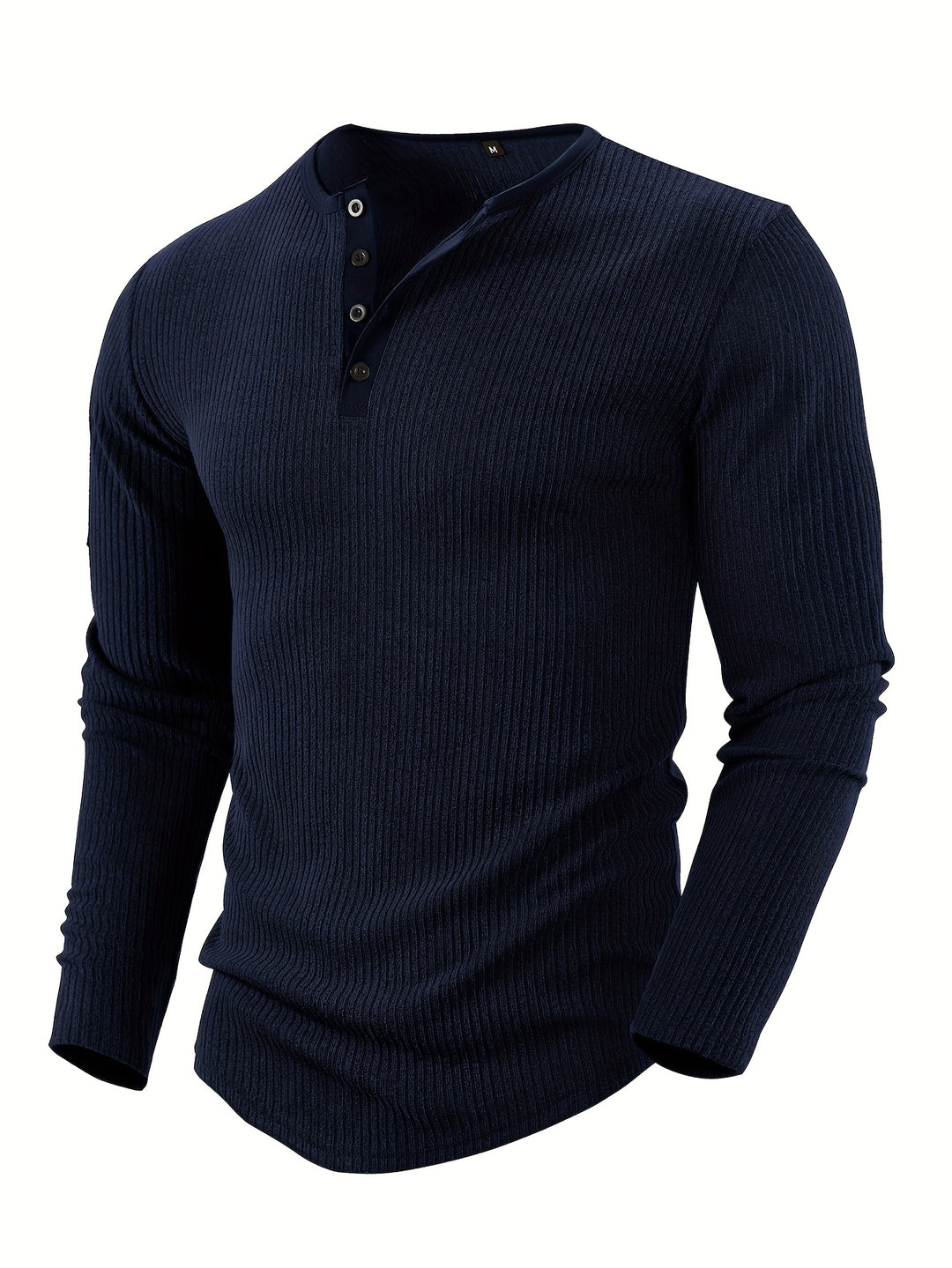 Maglia Henley Uomo a Righe Verticali | Collo Tondo con Quattro Bottoni | Traspirante e Versatile | Poliestere