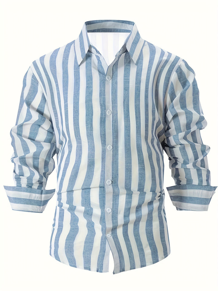 Camicia da Uomo | A Righe & Comfort Stretch | Manica Corta & Colletto Revers