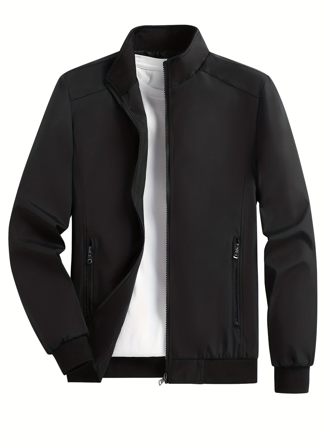 Giacca a vento da uomo | Collo alto | Leggera e ampia | Colore uniforme e zip