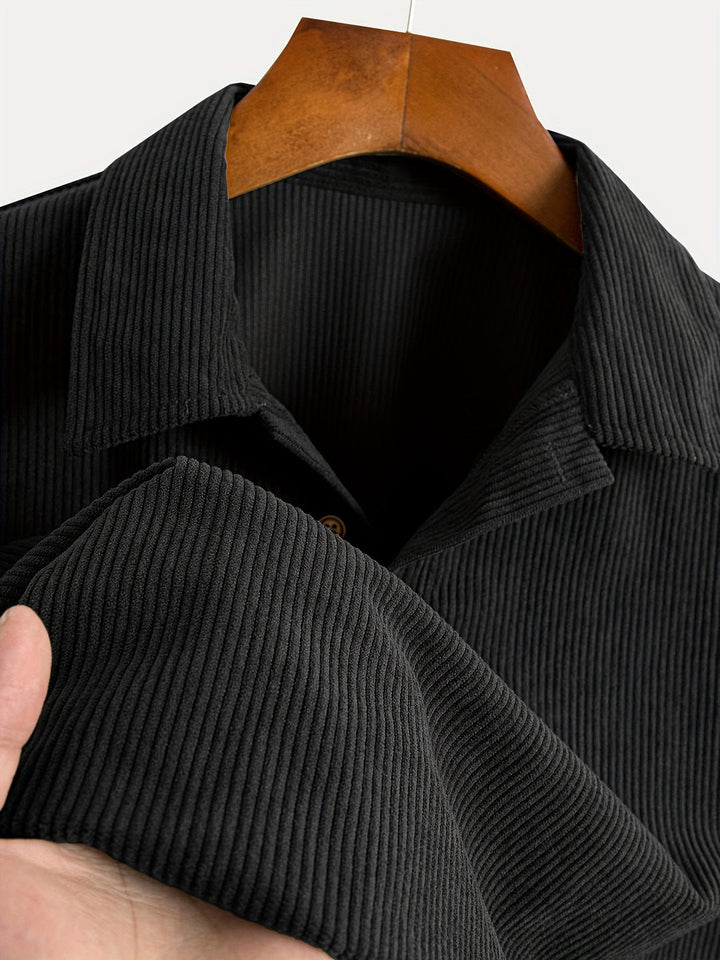 Camicia da uomo | Struttura a coste, Traspirante e Confortevole | Maniche corte