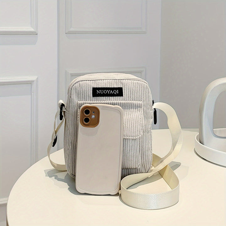 Borsa a Tracolla da Uomo | Velluto a Corda | Più Tasche & Cintura Regolabile