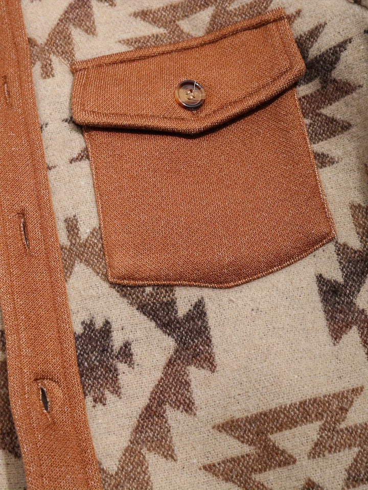 Giacca da Uomo | Stampa Azteca | Casual & Classica | Poliestere | Taschini