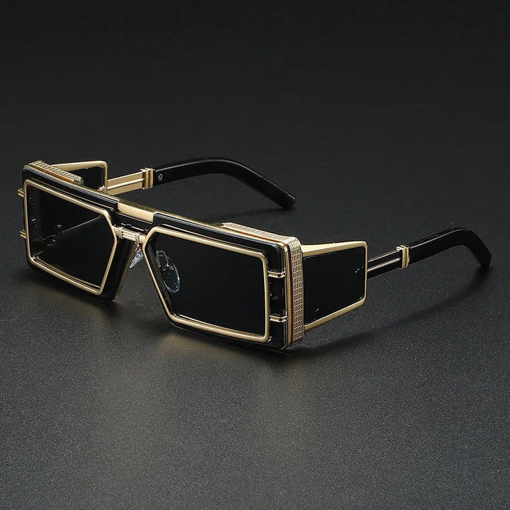 Occhiali da Sole Uomo | Design Steampunk Quadrato | Metallo di Lusso & Protezione UV | Stile Vintage