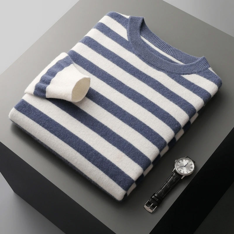 Maglione invernale da uomo | Design a righe | Girocollo
