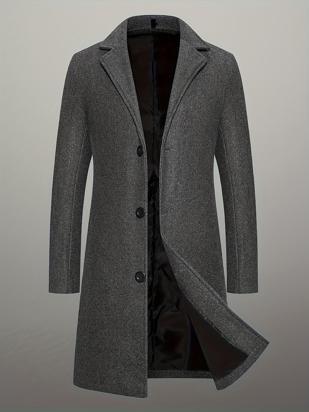 Cappotto da Uomo in Tweed Lunghezza Media | Monopetto con Bottoni | Collo a Rever | Poliestere