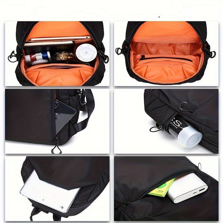Zaino Mini Heren | Leggero & Durevole | Multi Tasche | Tessuto Oxford Nero