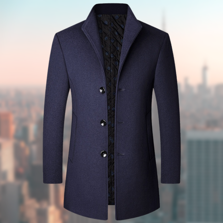 Cappotto da Uomo | Medio-Lungo Slim Fit | Collo Alto & Effetto Lana Calda | Poliestere