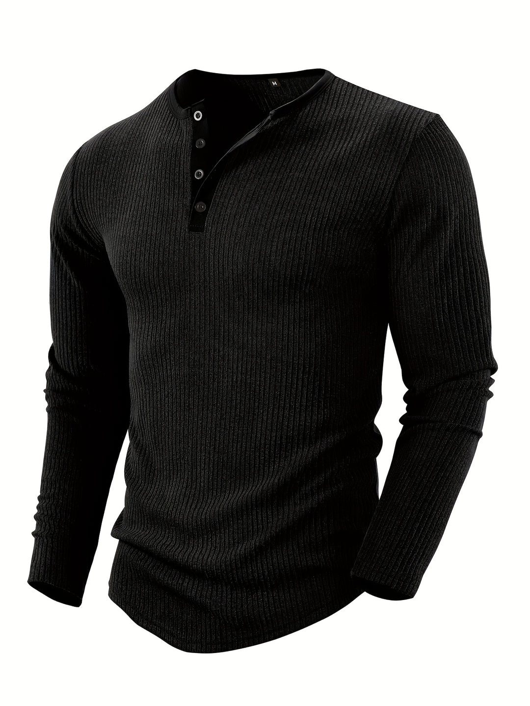 Maglia Henley Uomo a Righe Verticali | Collo Tondo con Quattro Bottoni | Traspirante e Versatile | Poliestere
