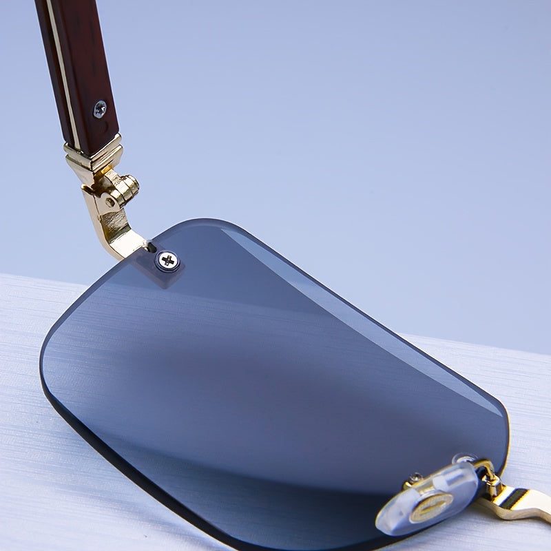 Occhiali da sole da uomo | Lenti sfumate | Montatura metallica senza bordi | Elegante e leggero
