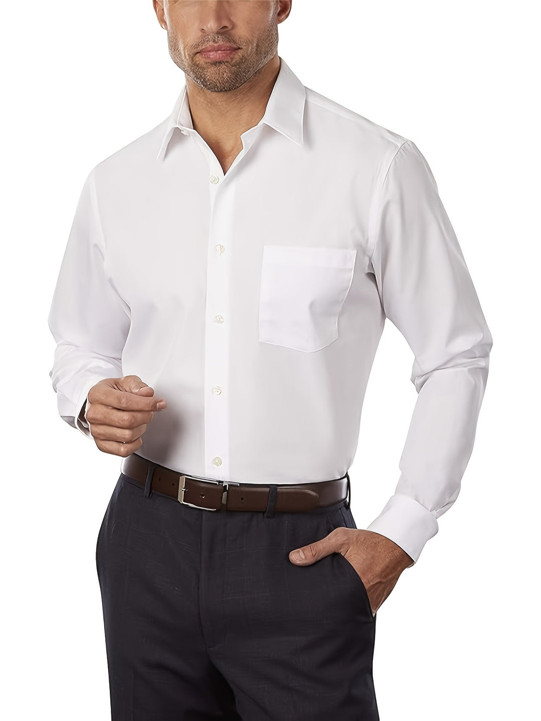 Camicia da Uomo | Classica & Formale | Colore Unito | Miscela di Cotone e Poliestere