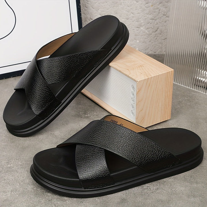 Sandali da Uomo | Antiscivolo & Confortevoli | Casual & Outdoor | Ecopelle Nera