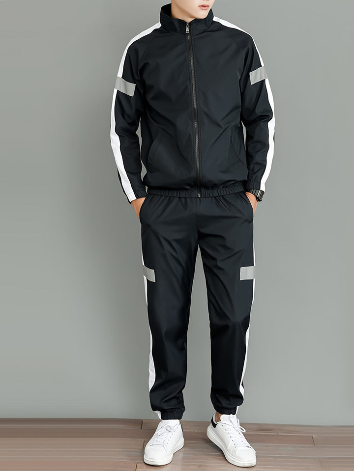 Set Sportivo Uomo | Giacca Zip-Up Riflettente & Pantaloni da Jogging | Traspirante & Confortevole