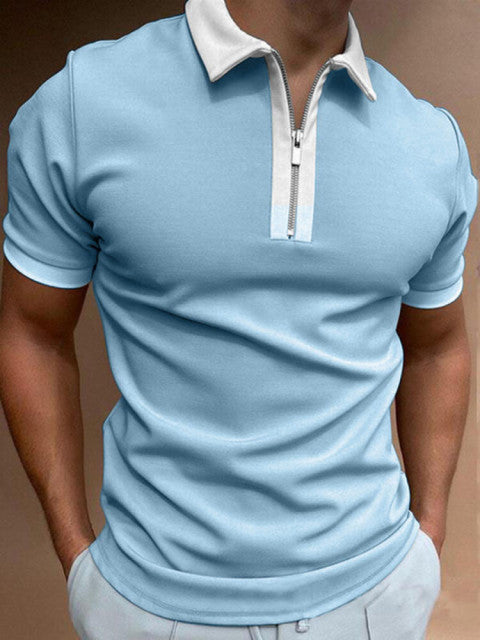 Polo Uomo | Design con Zip Retro | Motivo Unico & Casual Moderno | Stile Estivo in Poliestere