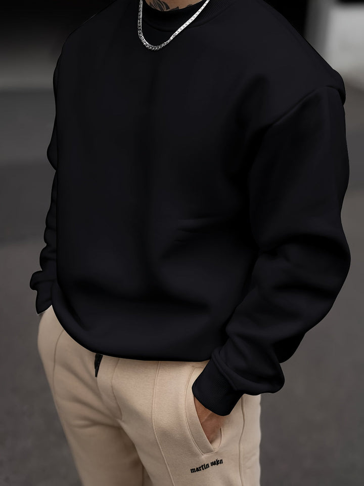 Felpa da Uomo | Stile e Versatilità | Colore Unito con Collo Rotondo | Primavera e Autunno