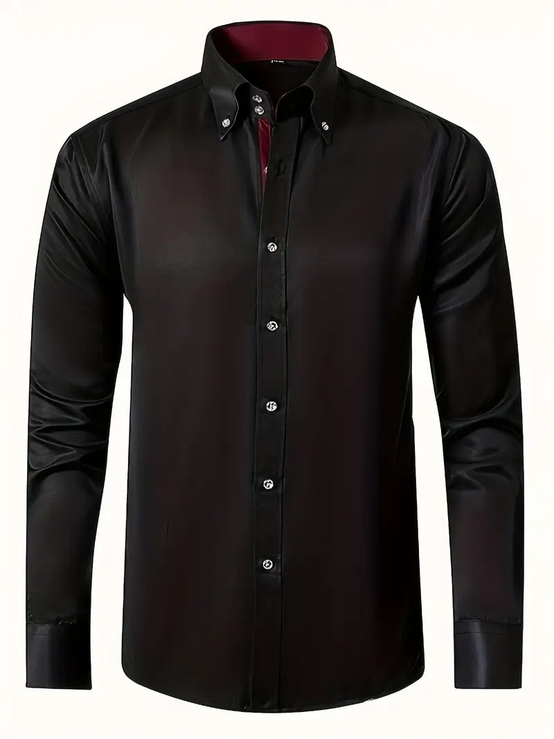Camicia Formale da Uomo | Elegante & Professionale | Maniche Lunghe & Chiusura con Bottone | Abbigliamento Primaverile