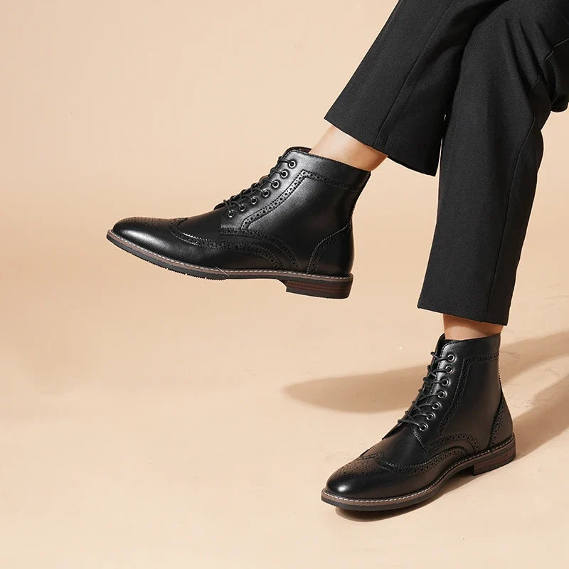 Stivali da uomo | Design Italiano | Modello Alto & Chiusura con Lacci | Retro PU Pelle