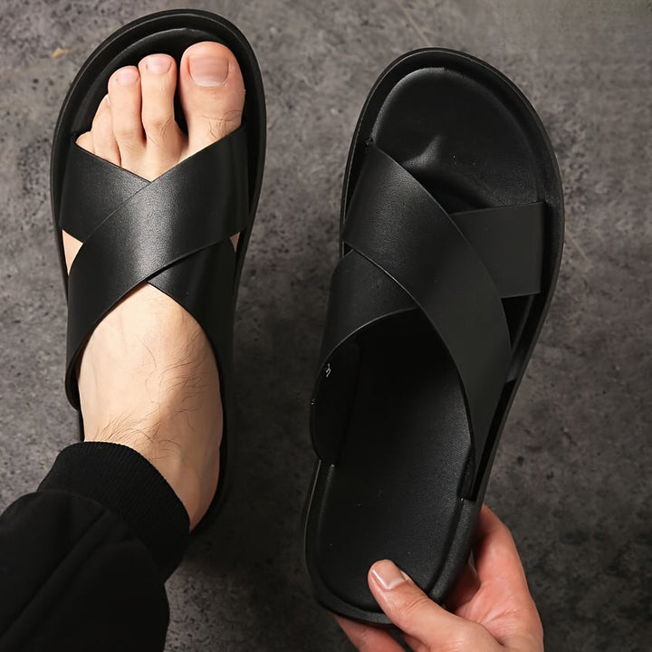 Pantofole da Uomo | Sandali Aperto con Cinghie Incrociate | Suola in PU e Gomma Antiscivolo | Scarpe Estive Leggere