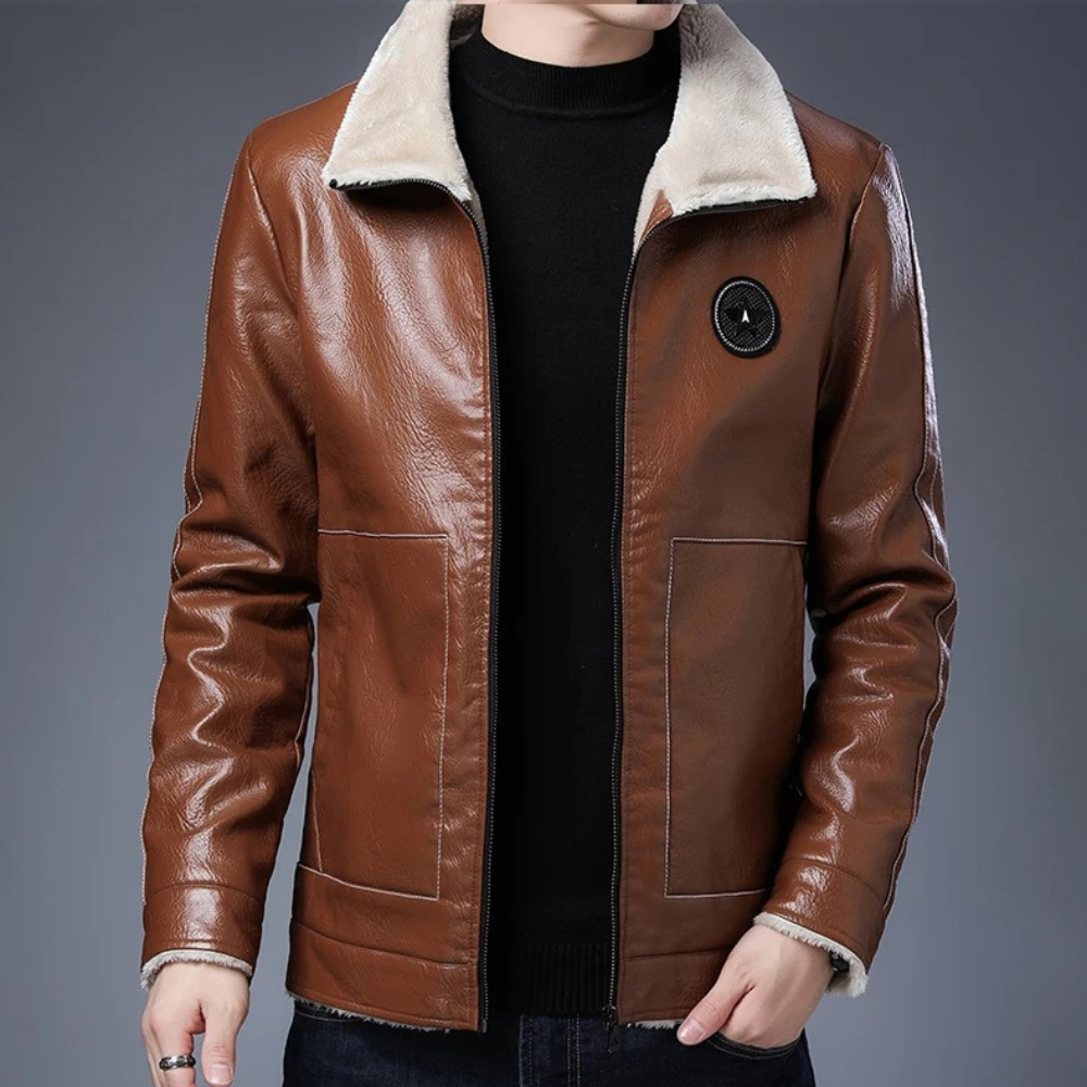Giacca Biker Uomo | Ecopelle Calda | Pelliccia Sintetica