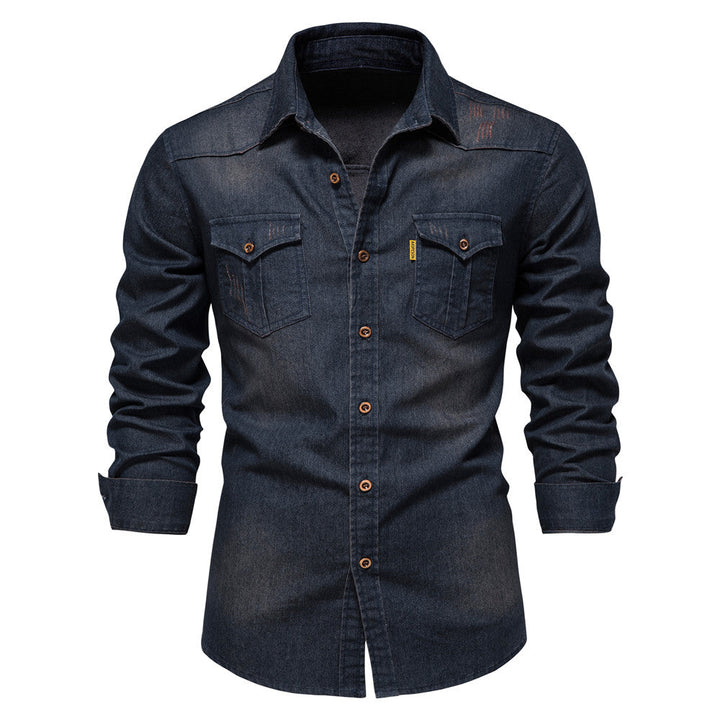 Camicia in Denim Uomo | Casual & Slim Fit | Cotone con Stretch