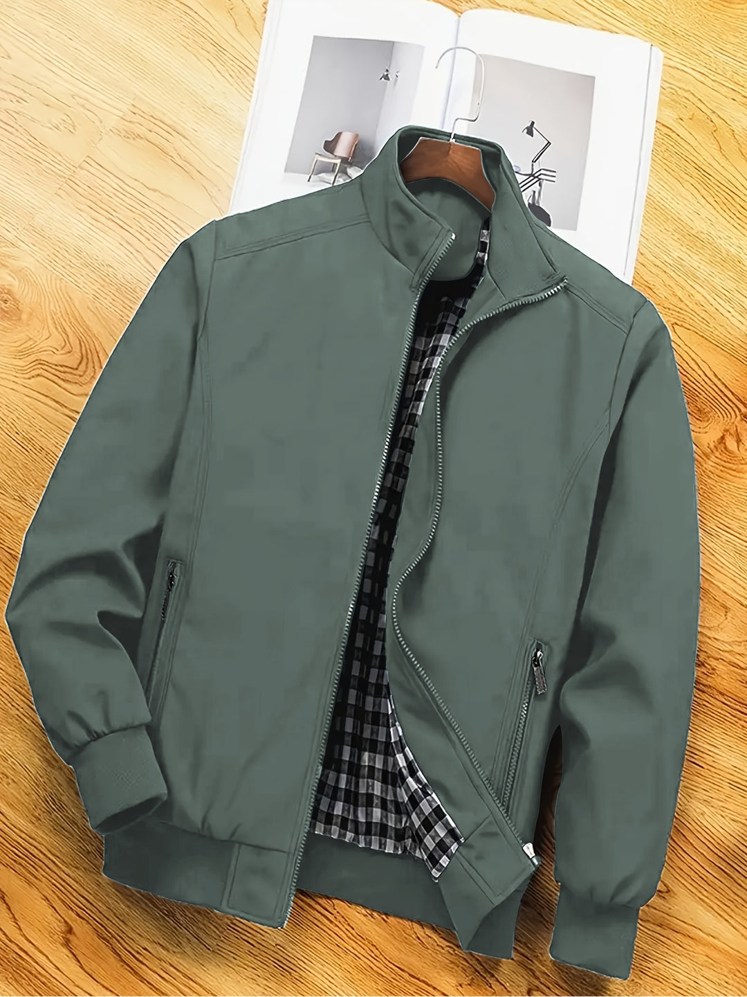 Giacca in Poliestere Uomo | Collo Alto & Chiusura Lampo | Casual & Lavoro | Primavera & Autunno