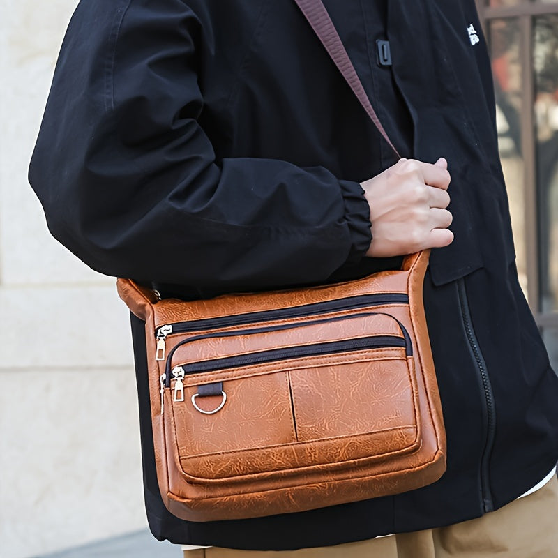 Borsa a Tracolla da Uomo | Pelle PU | Grande Capacità & Tracolla Regolabile | Design Casual