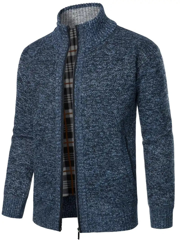 Cardigan casual da uomo | Chiusura con zip | Vestibilità regolare | Collo alto | Poliestere