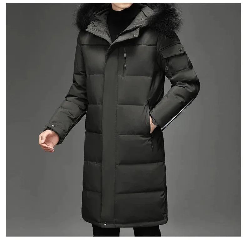 Giacca Invernale Uomo | Parka Uomo Lungo con Cappuccio in Pelliccia Sintetica