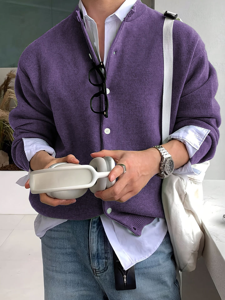 Cardigan da uomo in maglia | Chiusura con bottoni | Vestibilità regolare | Collo rotondo | Poliestere caldo