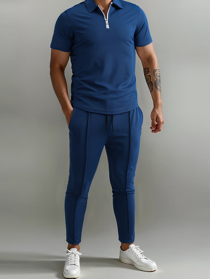 Set da Uomo | Camicia Slim-Fit & Pantaloni Sportivi | Traspirante & Leggero | Set Estivo in Poliestere