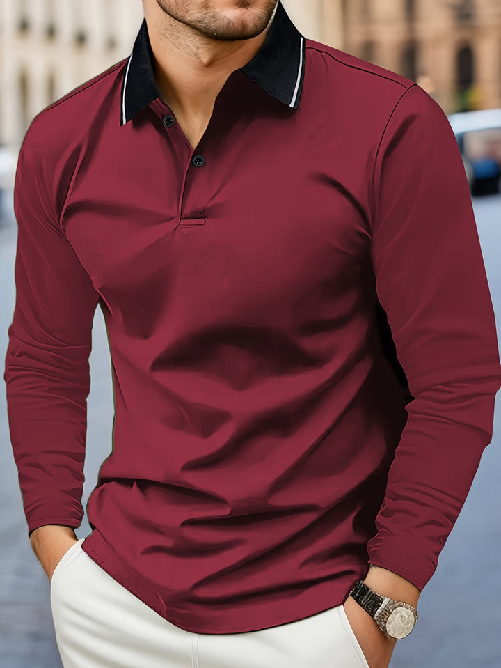 Maglietta da Rugby Casual per Uomini | Collo a V & Maniche Lunghe | Primavera & Autunno | Polo