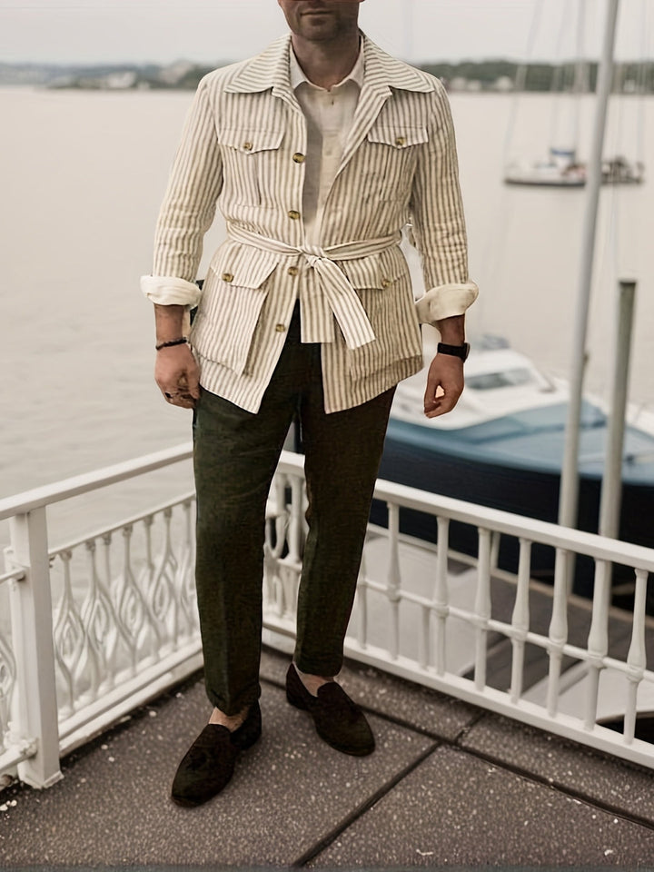 Giacca da uomo | Righe verticali | Maniche lunghe | Formale e casual | Poliestere-cotone