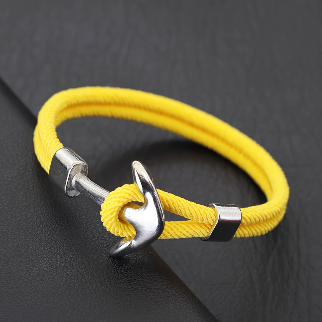 Bracciale da Uomo | Corda Milanese Nautica | Ancora Argentata & Design Sportivo | Nylon
