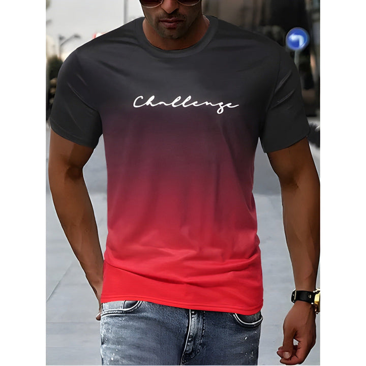 T-Shirt da Uomo | Design Sfumato con Stampa Lettere | Streetwear Casual | Poliestere