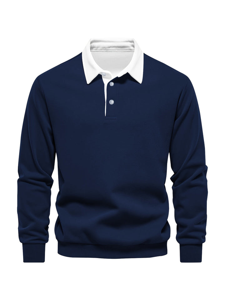 Camicia Casual da Uomo | Maniche Lunghe | Morbido Tessuto | Colletto Bianco