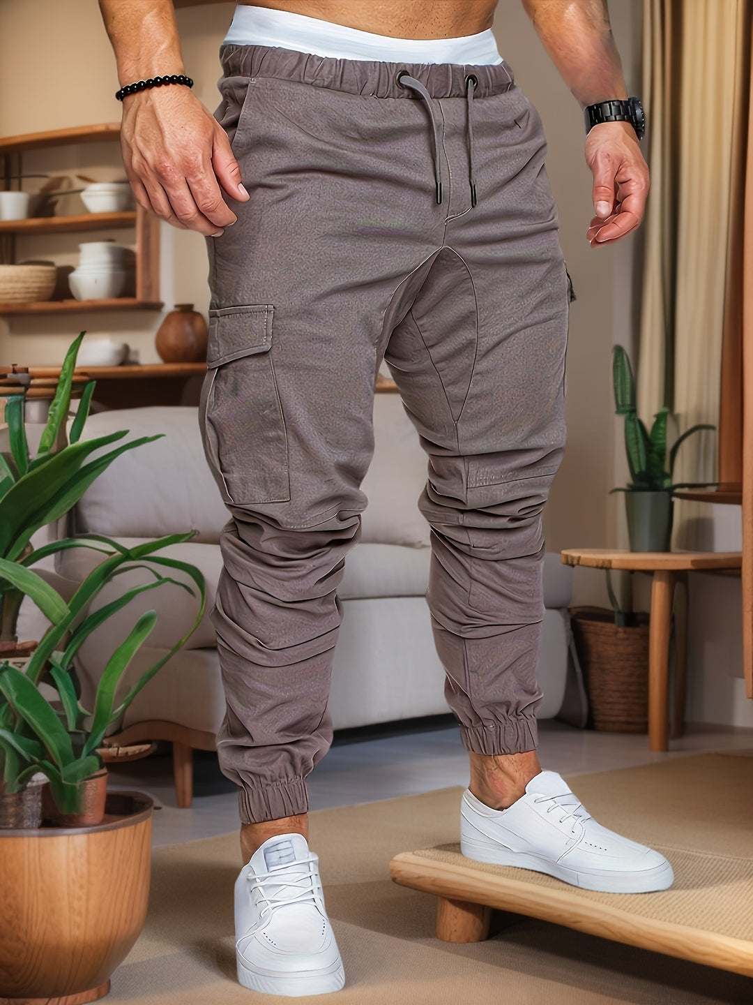 Pantaloni Cargo da Uomo | Casual & Confortevoli | 100% Cotone | Colore Unito con Tasche