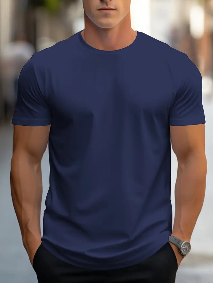 T-Shirt da Uomo | Tinta Unita con Girocollo | Stile Streetwear Ampio | Poliestere