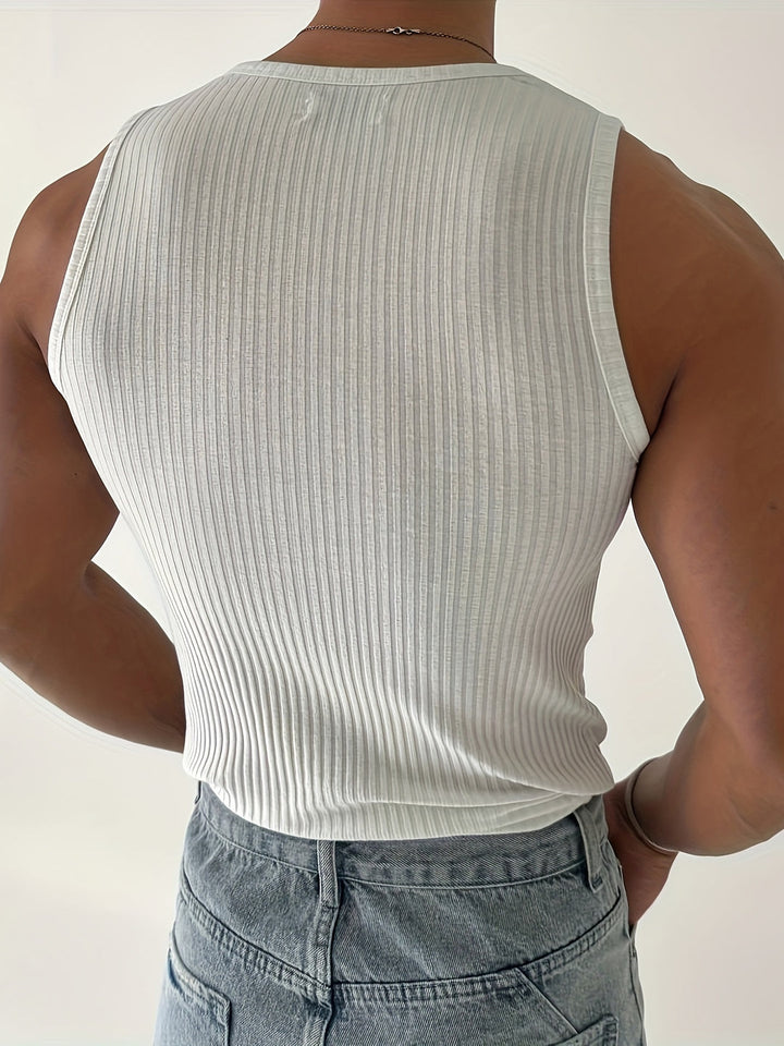 Canotta Uomo | Tessuto a Coste & Senza Maniche | Traspirante & Elasticizzata | Per Fitness & Corsa Estate