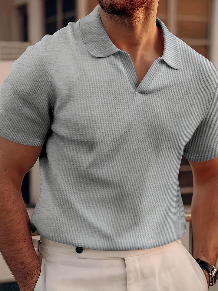 Polo Uomo | Colore Unito & Texture a Rete | Colletto Confortevole | Traspirante & Casual