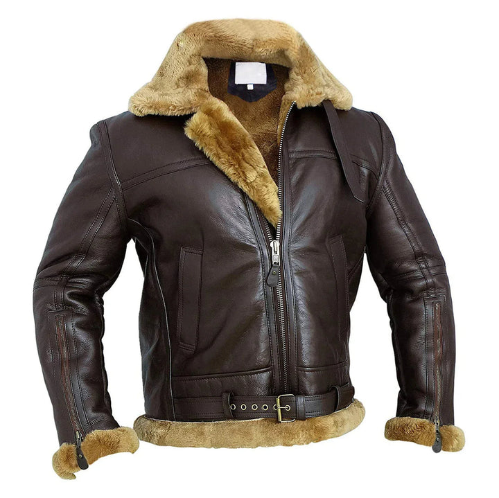 Giubbotto Bomber da Uomo | Vera Pelle di Pecora | Foderato e Caldo | Collo Alto con Zip