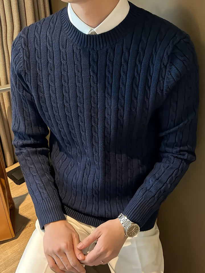 Maglione Uomo a Treccia | Girocollo | Maniche Lunghe | Viscosa