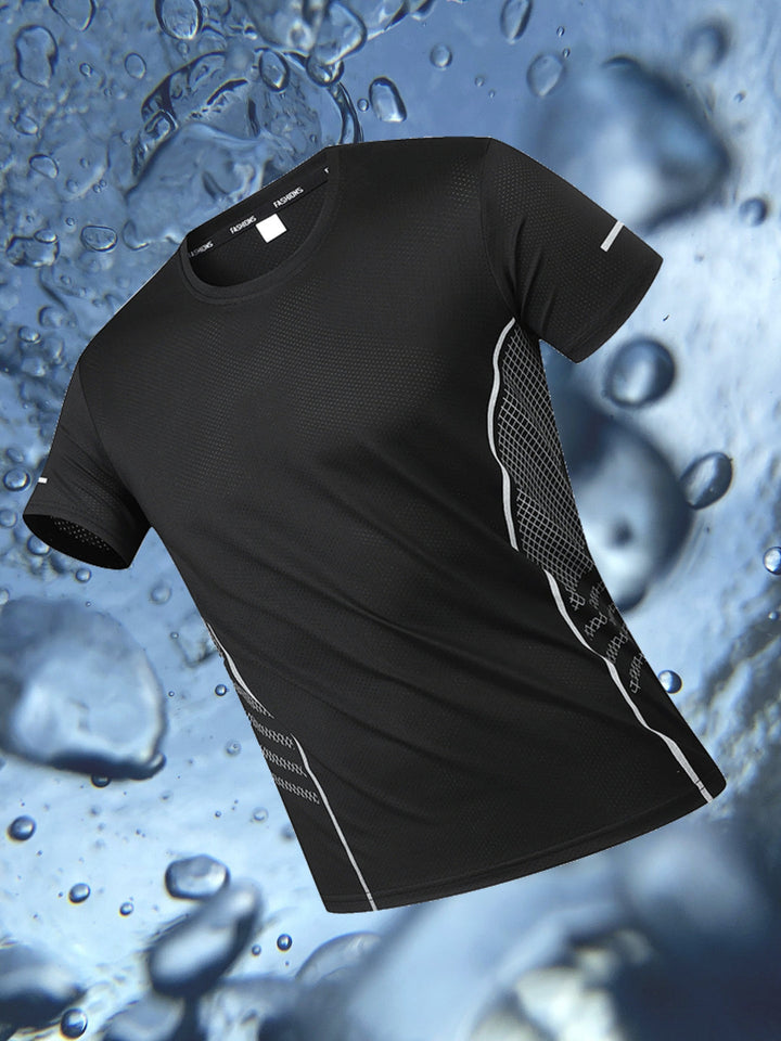 T-shirt da uomo | Asciugatura rapida & Traspirante | Motivo a righe & Vestibilità comoda | Sport & Casual