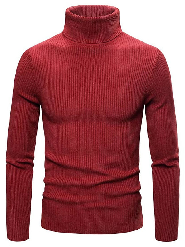 Maglione Uomo in Maglia | Collo Alto | Slim Fit | Tinta Unita | Invernale Casual