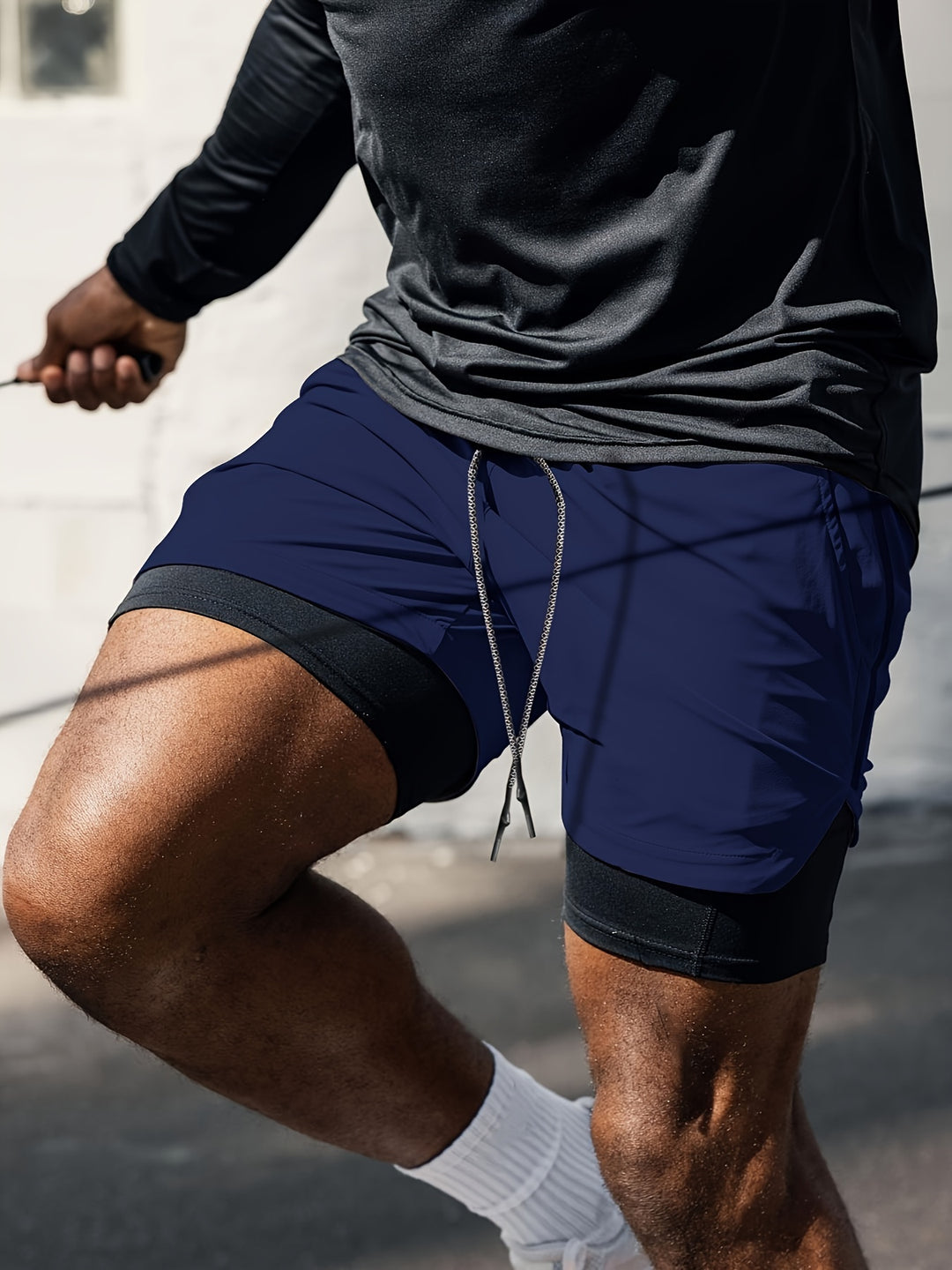 Shorts Sportivi 2-in-1 per Uomo | Leggeri & Elastici | Pantaloni da Allenamento a Doppio Strato | Estate