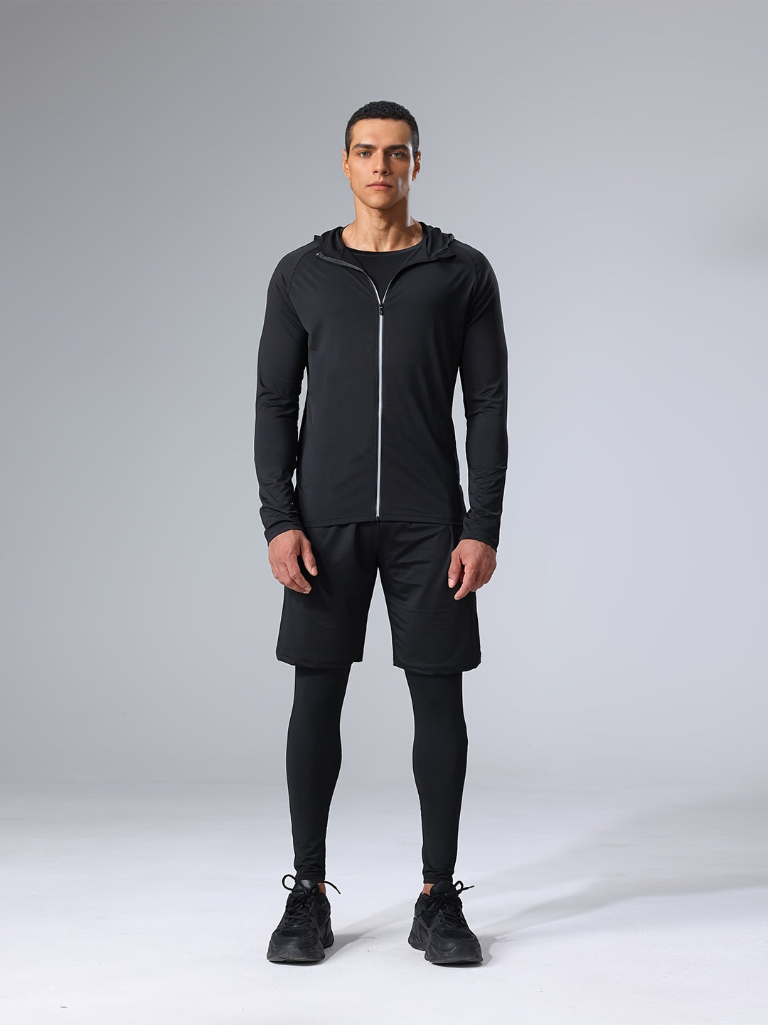Set Sportivo Uomini 4 Pezzi | Traspirante & Asciugatura Rapida | Fit Slim | Colore Unito