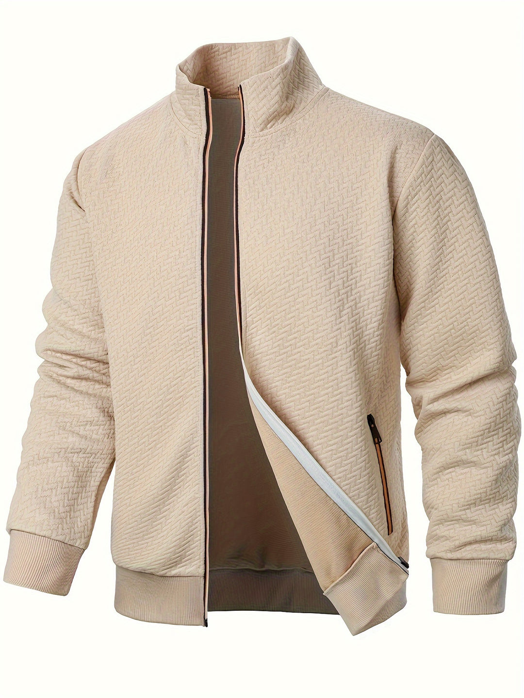 Giacca Uomo Casual con Zip | Colletto Alto | Tessuto Jacquard | Primavera-Autunno