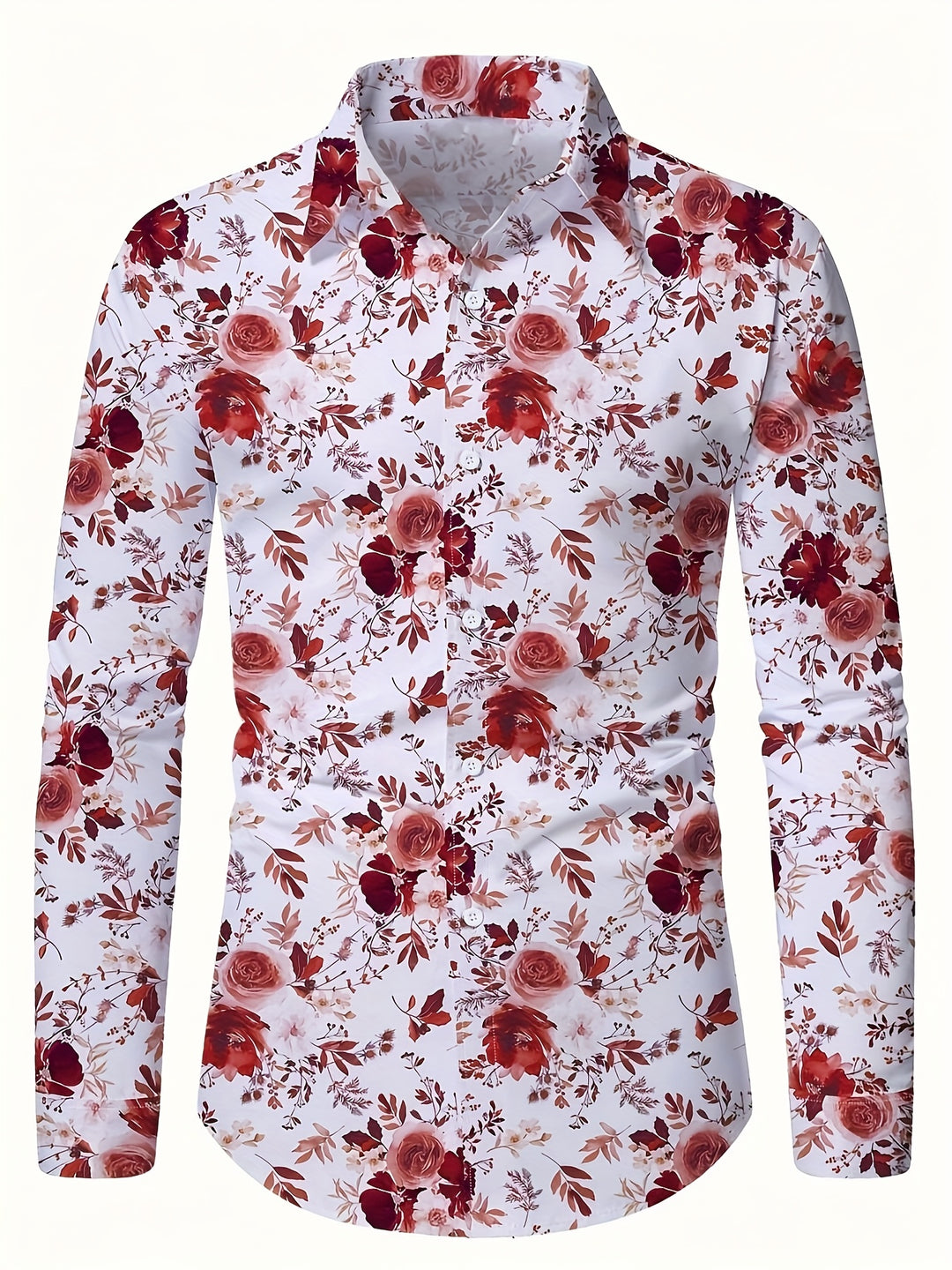 Camicia da Uomo | Stampa Floreale | Leggera & Confortevole | Maniche Lunghe & Colletto