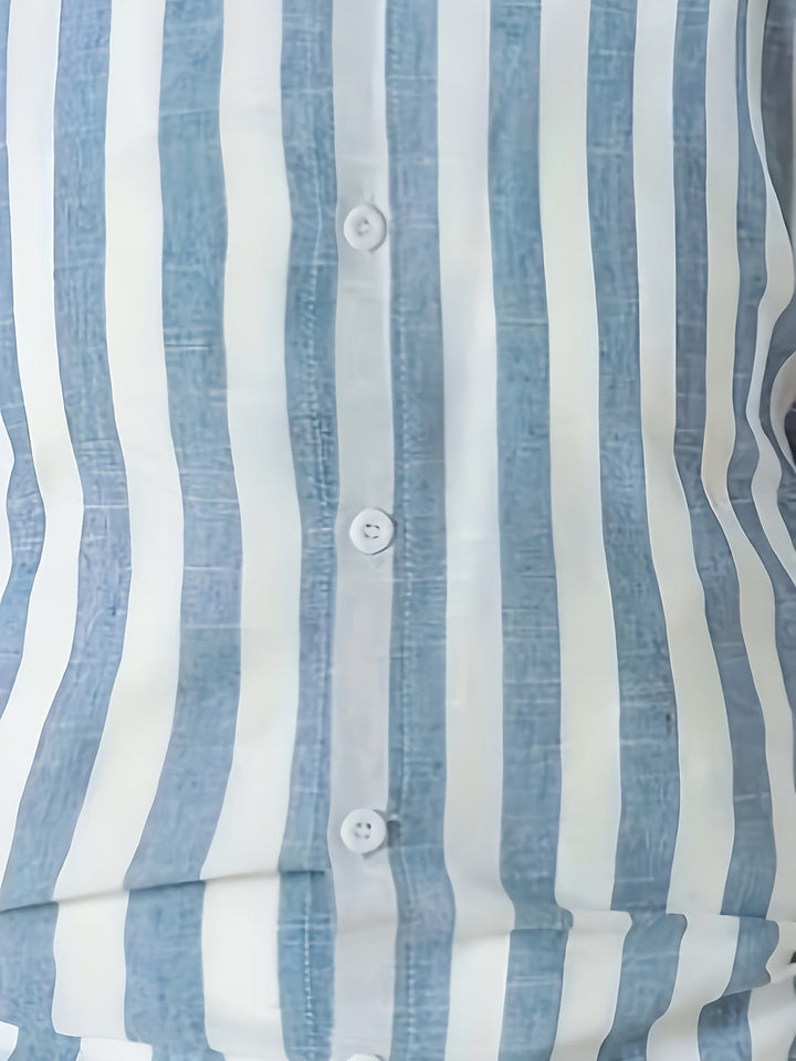 Camicia da Uomo | A Righe & Comfort Stretch | Manica Corta & Colletto Revers