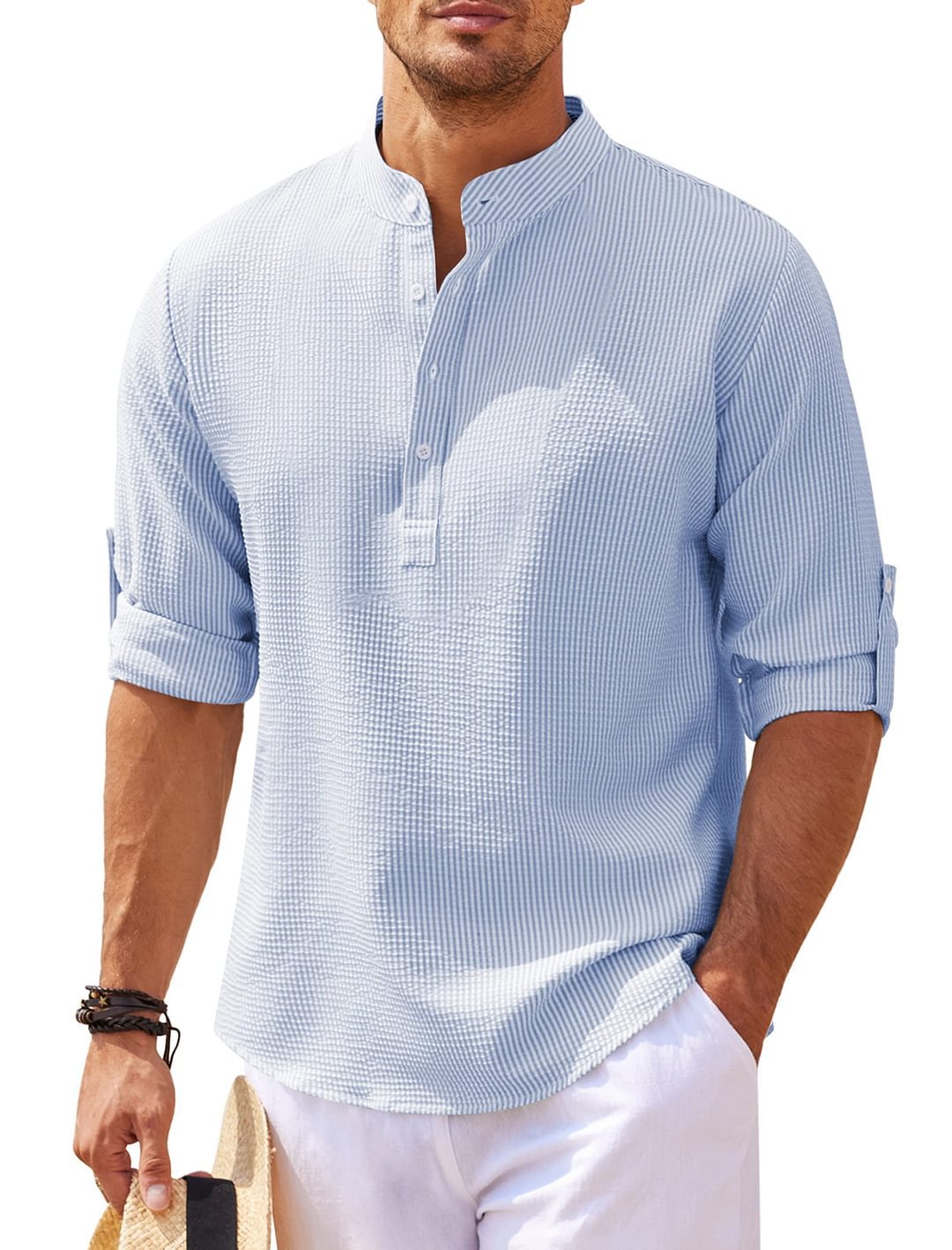 Camicia Casual Senza Collo | Leggera & Traspirante | Comfort Estivo Elegante